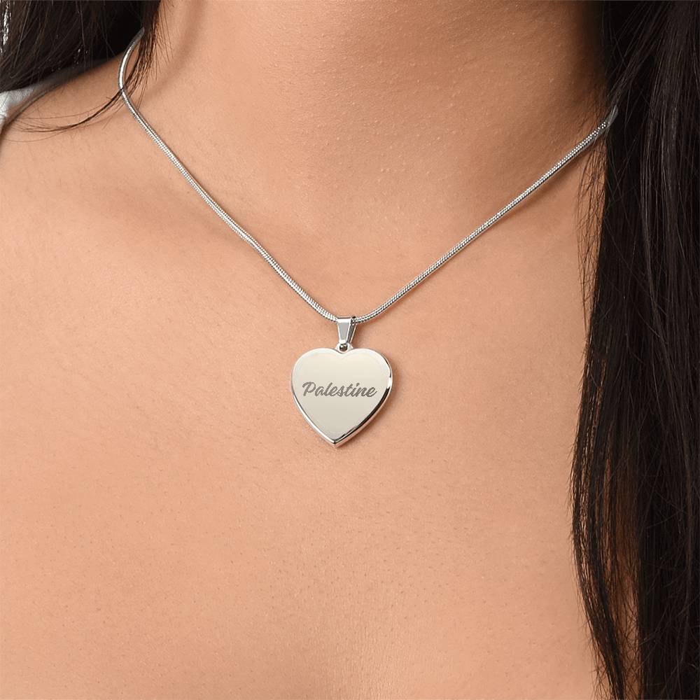 Palestine Engraved Heart Necklace