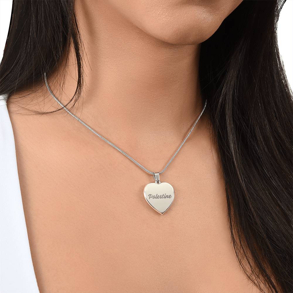 Palestine Engraved Heart Necklace