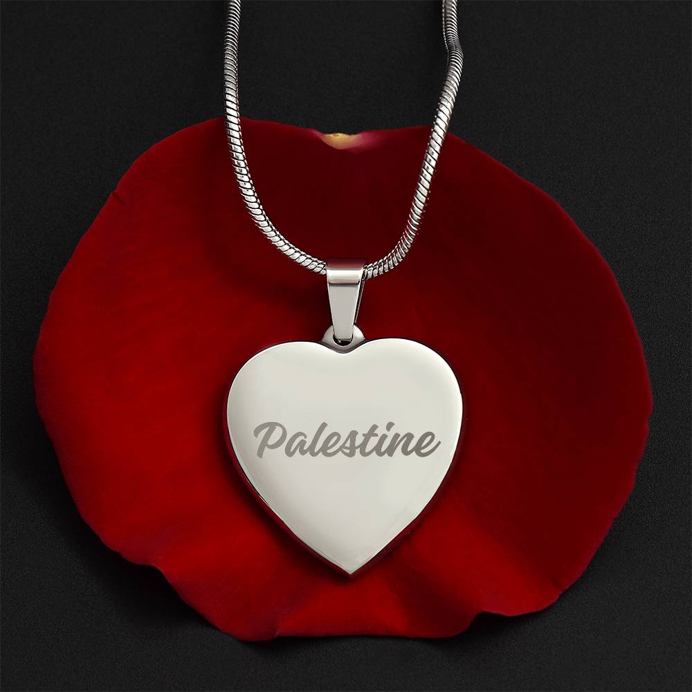 Palestine Engraved Heart Necklace