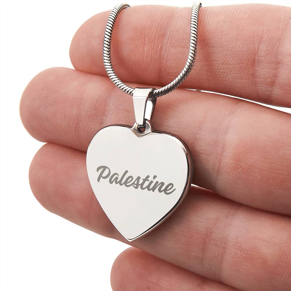 Palestine Engraved Heart Necklace