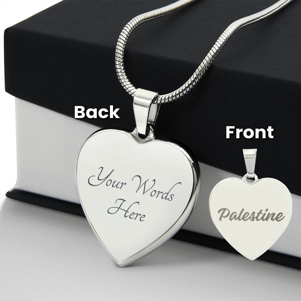 Palestine Engraved Heart Necklace