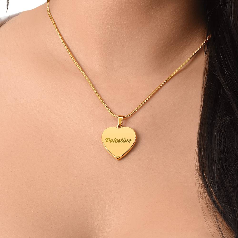 Palestine Engraved Heart Necklace