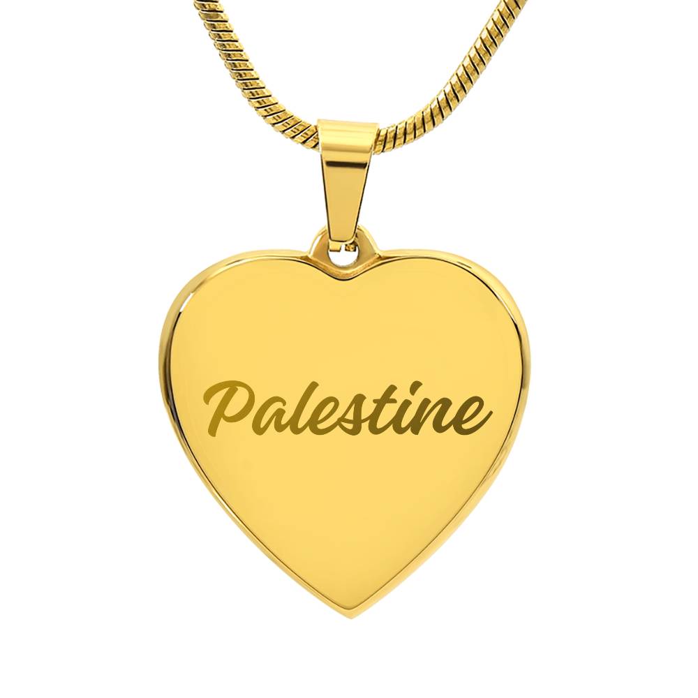 Palestine Engraved Heart Necklace