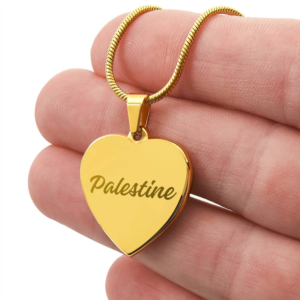 Palestine Engraved Heart Necklace