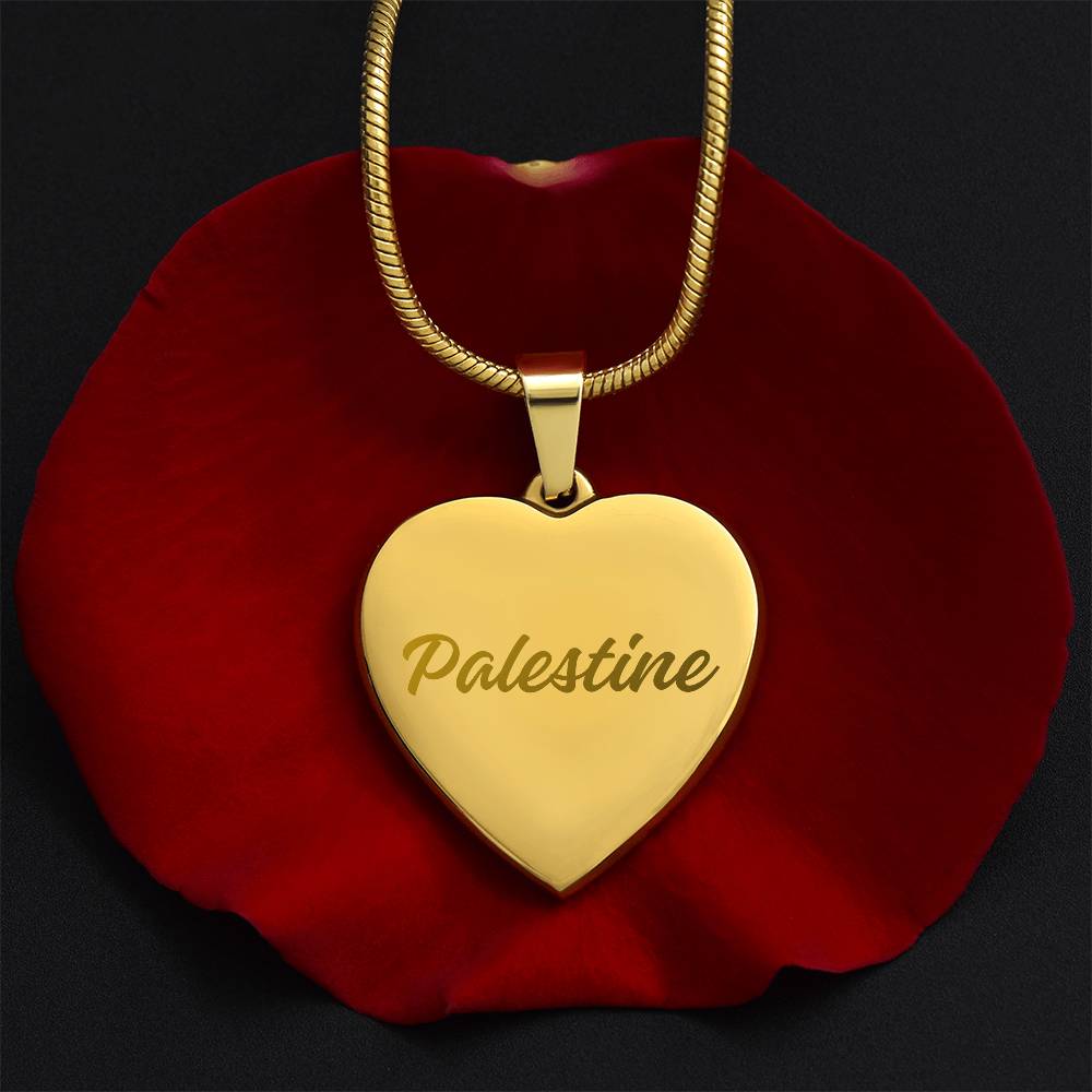 Palestine Engraved Heart Necklace