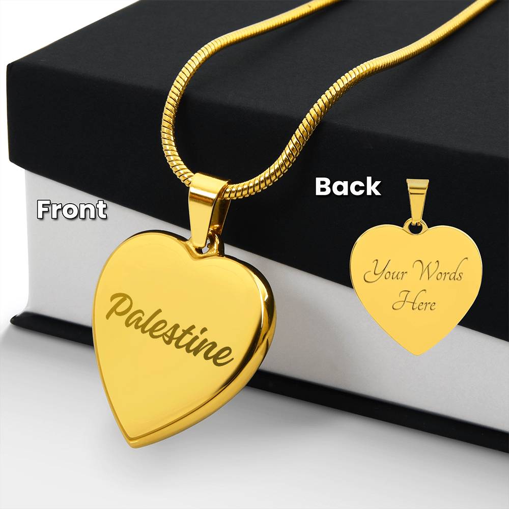 Palestine Engraved Heart Necklace